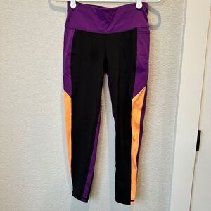 Sweaty Betty Black Purple Orange 7/8 Length Power Leggings - Size 4 - EUC